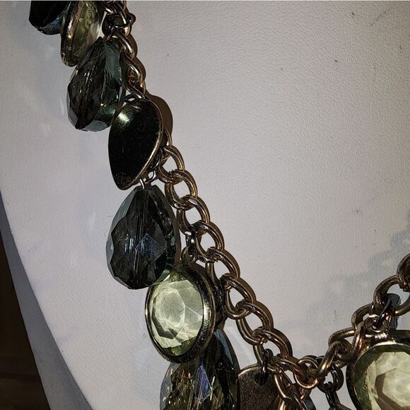 Vtg Blue & Green Elegant Gold Necklace - Picture 5 of 8